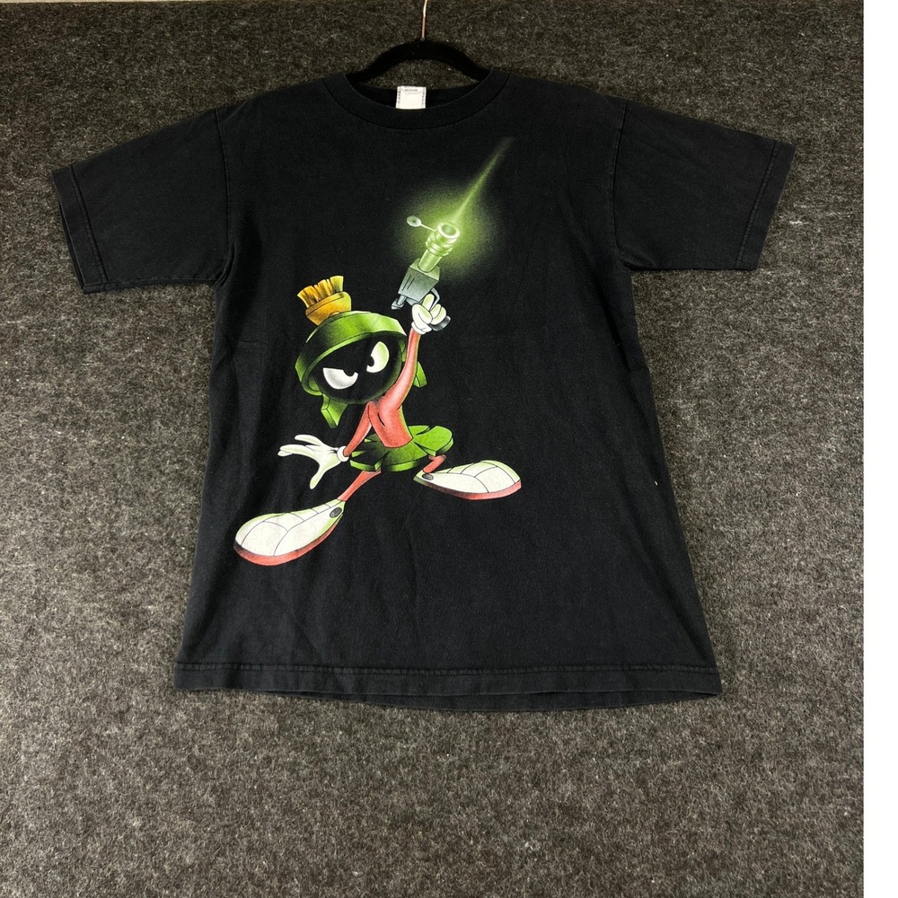 Vintage 90s Looney Tunes Marvin the Martian T-Shirt Mens M Black Warner Bros